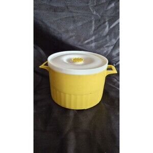 Vintage Stacking Plastic Containers Harvest Gold White Lid retro 70s kitchenware